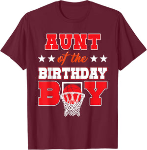 Basketball Party Aunt of the Birthday Boy Baller Family T-Shirt - T-Shirt | Maroon