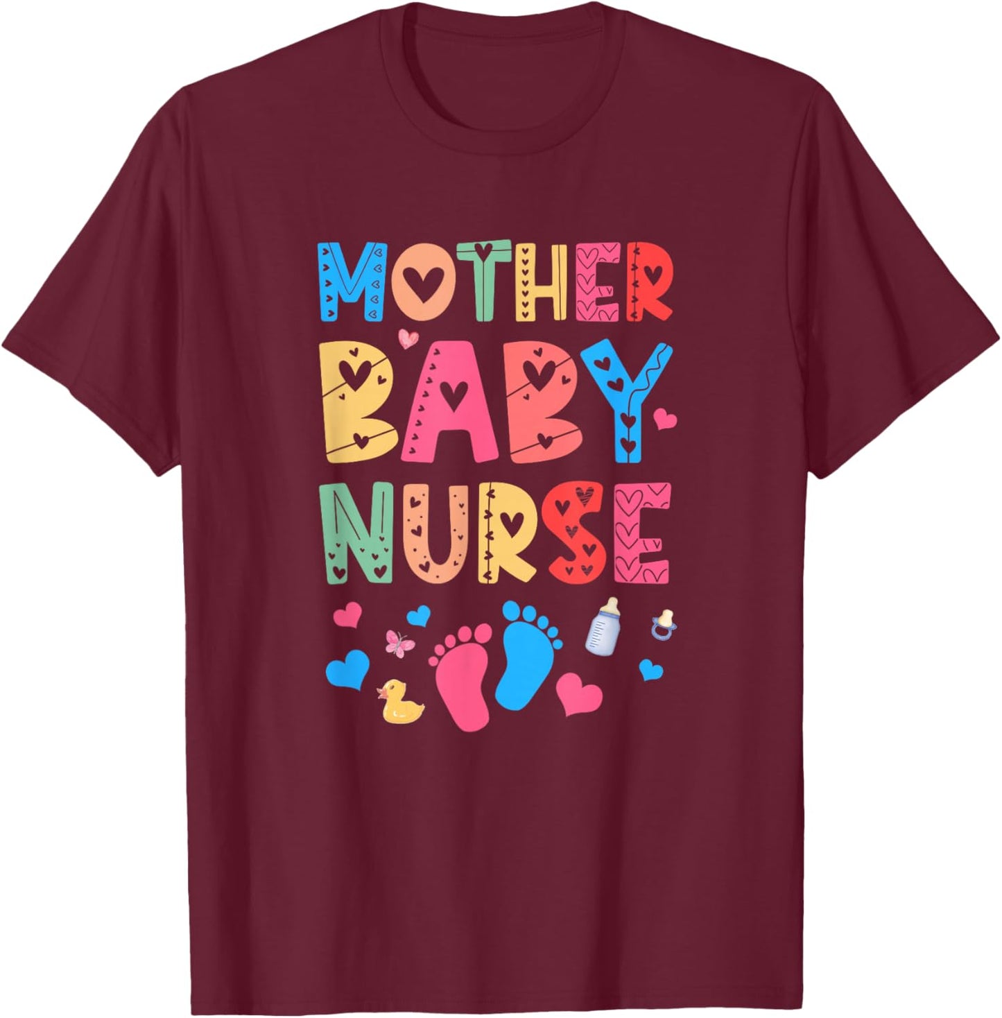 Vintage Groovy Mother Baby Nurse Women Nurse Week T-Shirt - T-Shirt | Maroon