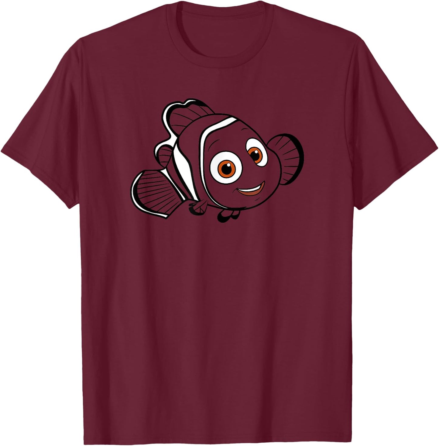 Disney Pixar Finding Dory Transparent Nemo Big Face Wave T-Shirt - T-Shirt | Maroon