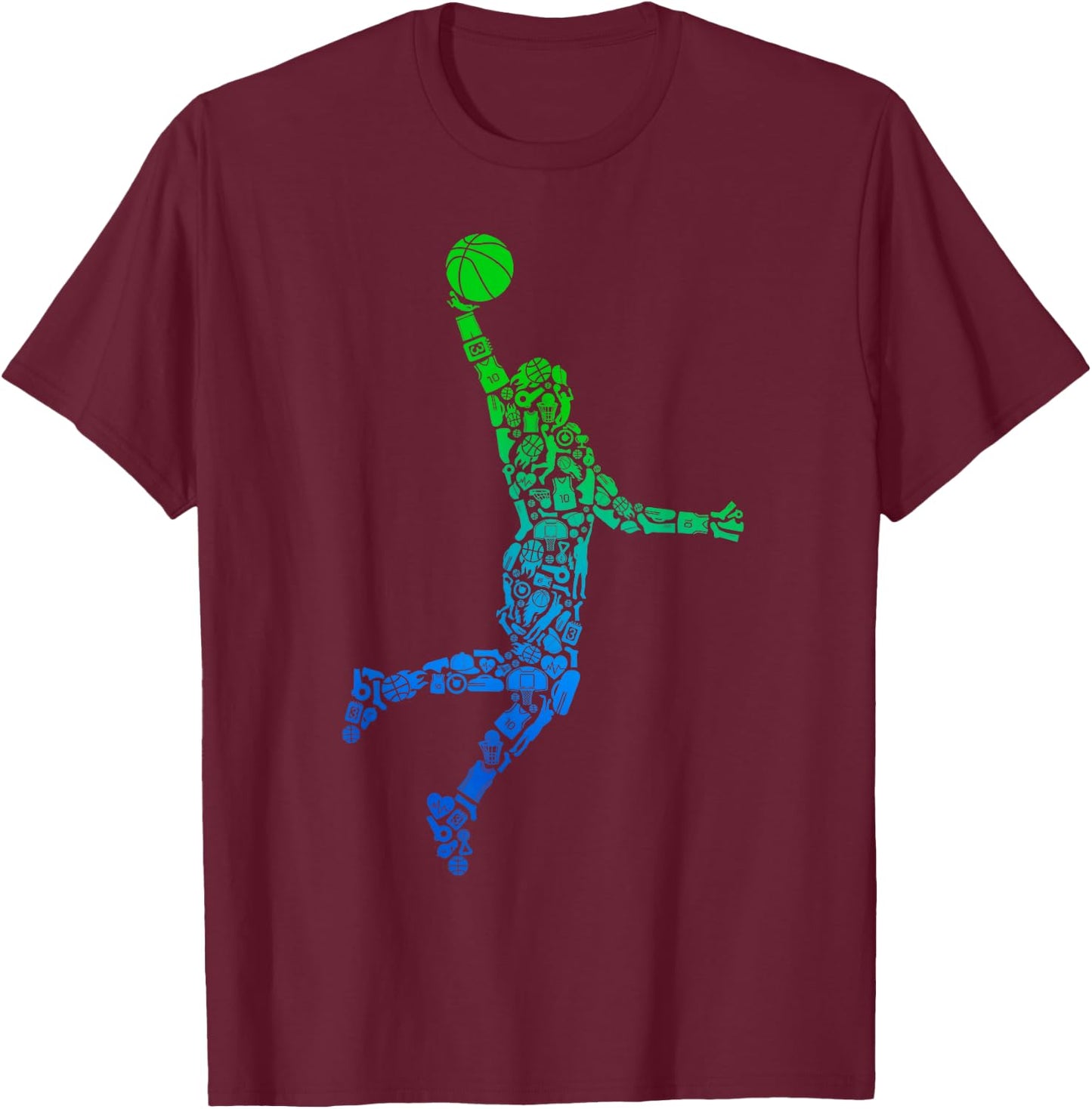 Basketball Player Dunking Symbols Boys Kids Men Basketball T-Shirt - T-Shirt | Maroon