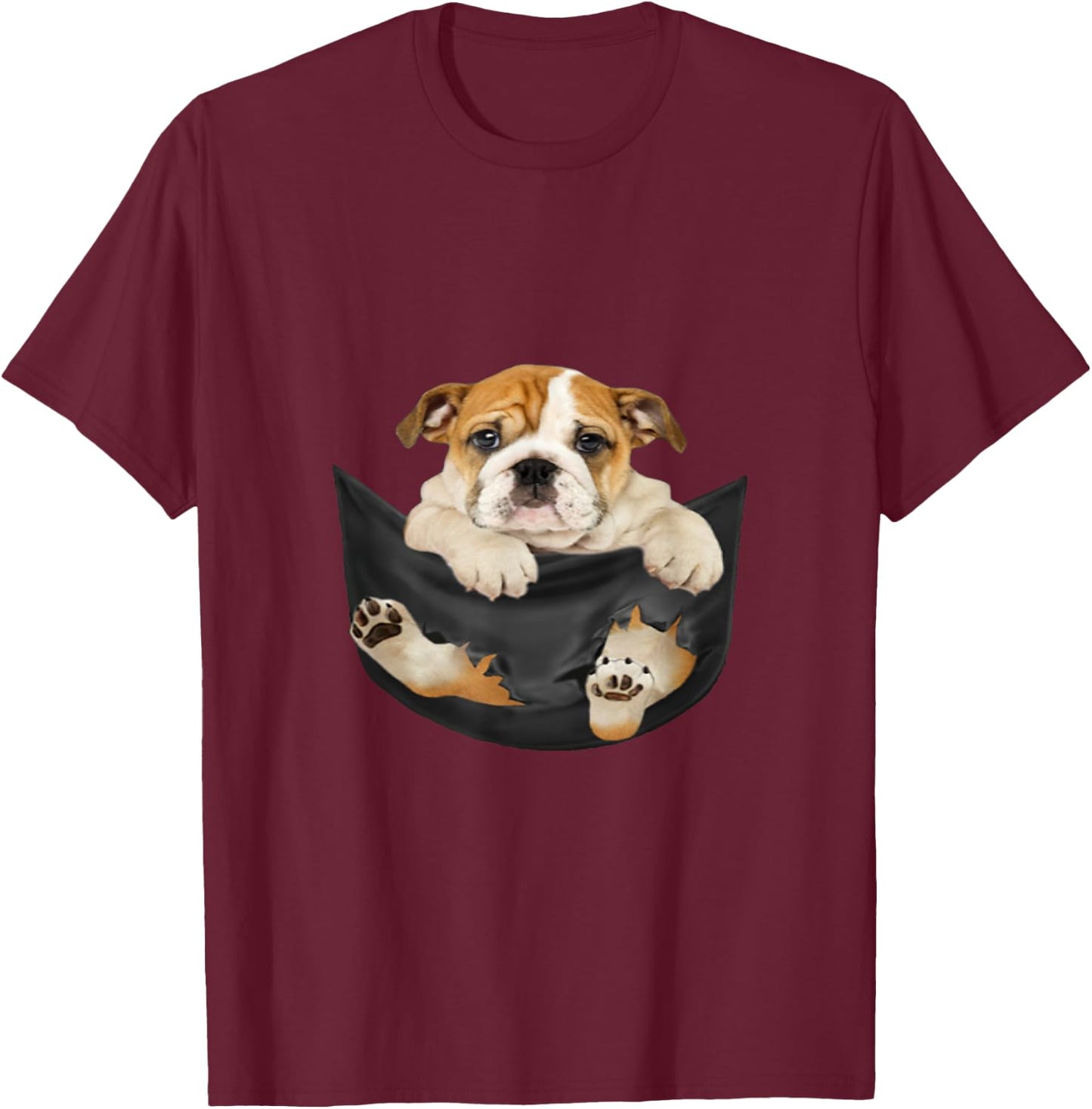 Dog Lovers Gifts Bulldog In Pocket Funny Dog Face T-Shirt - T-Shirt | Maroon