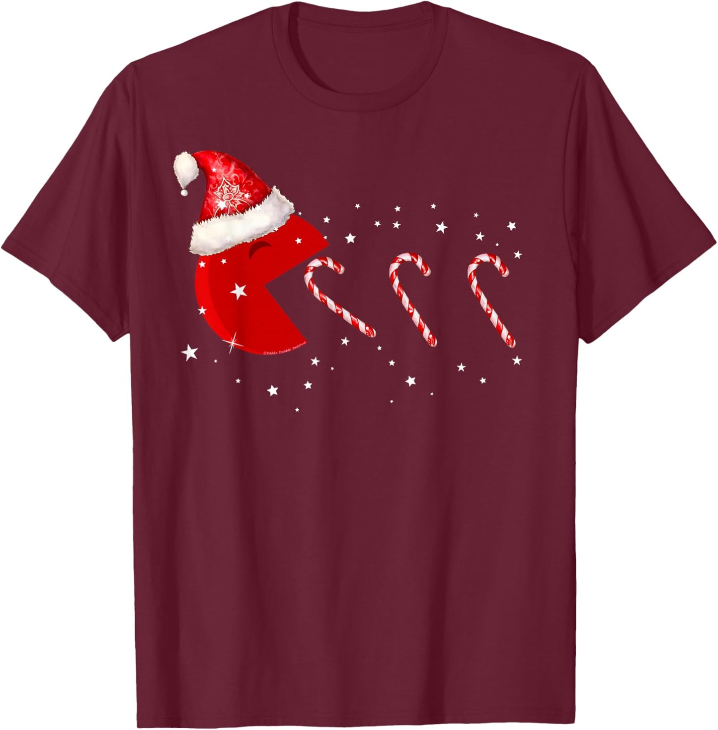 Funny Christmas Santa Hat Eating Candy Canes Christmas T-Shirt - T-Shirt | Maroon