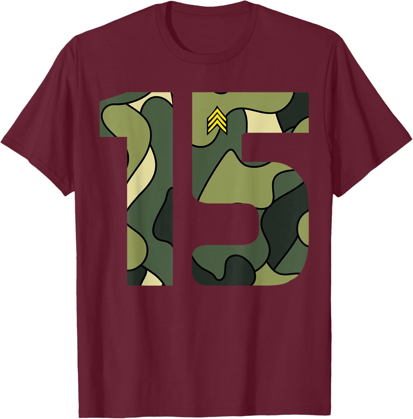 Cute Little Birthday 15 Year Old Youth Camouflage Gift T-Shirt - T-Shirt | Maroon