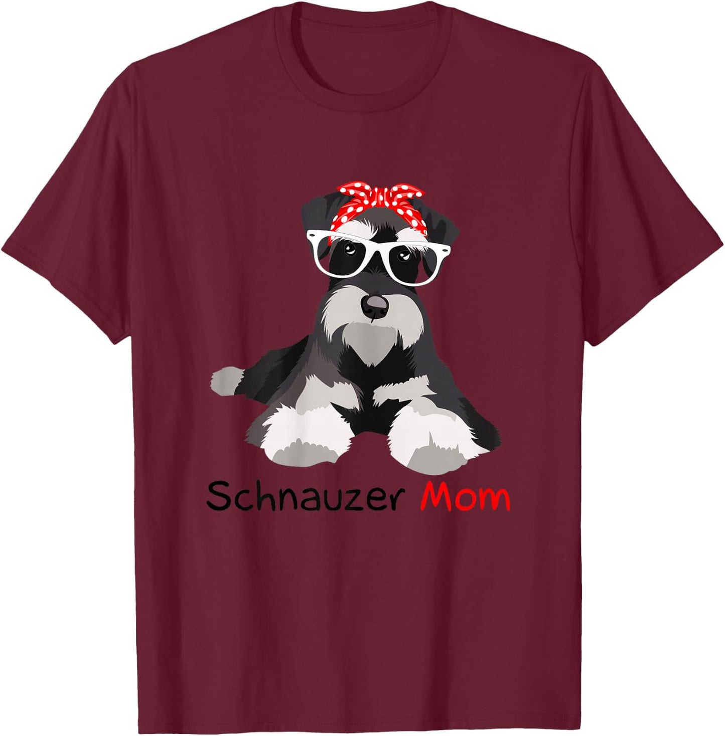 Schnauzer Mom Bandana Schnauzer Dog T-Shirt - T-Shirt | Maroon