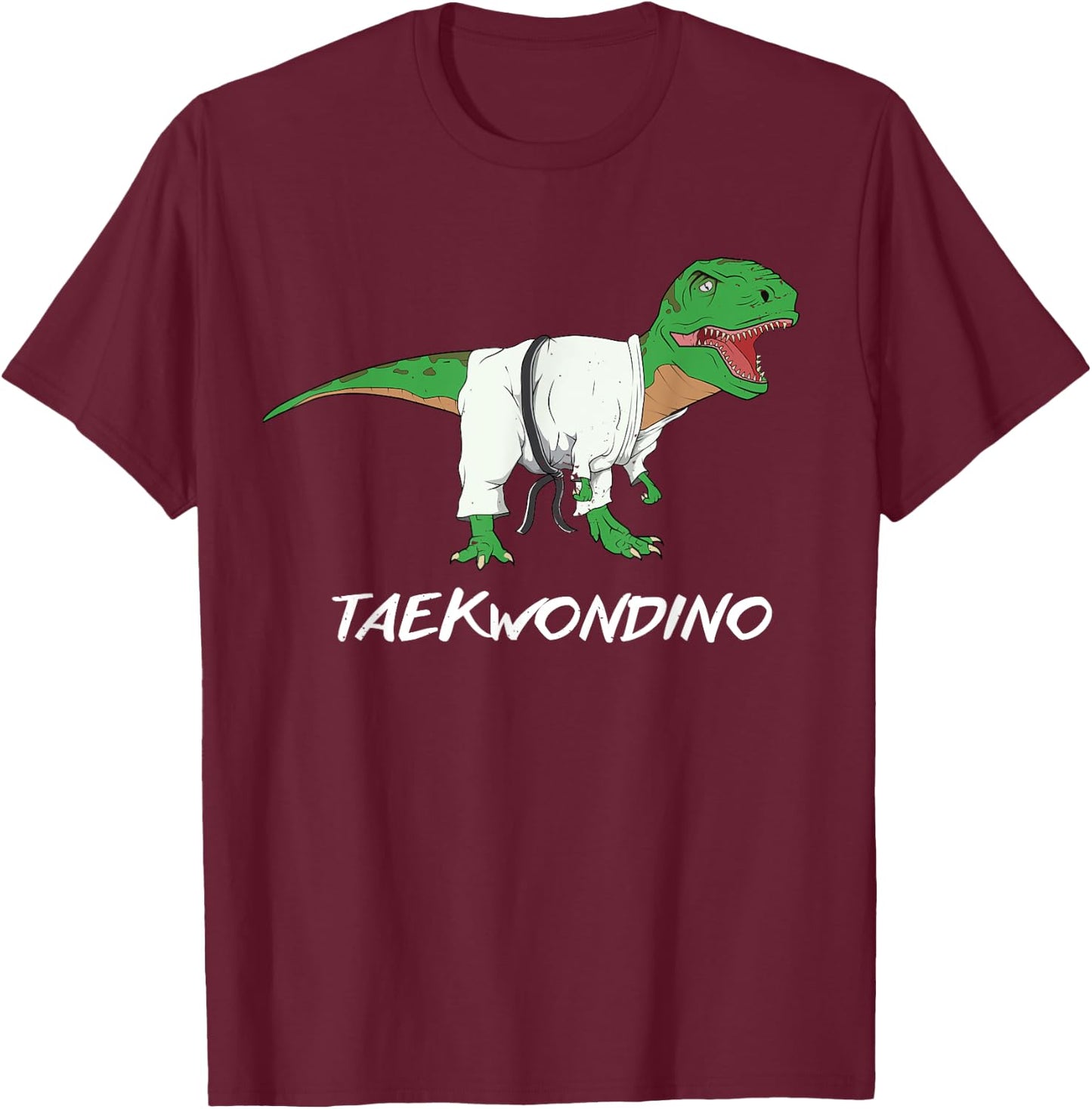 Funny Taekwondo T Rex Dinosaur Cute Martial Arts Boys Gift T-Shirt - T-Shirt | Maroon