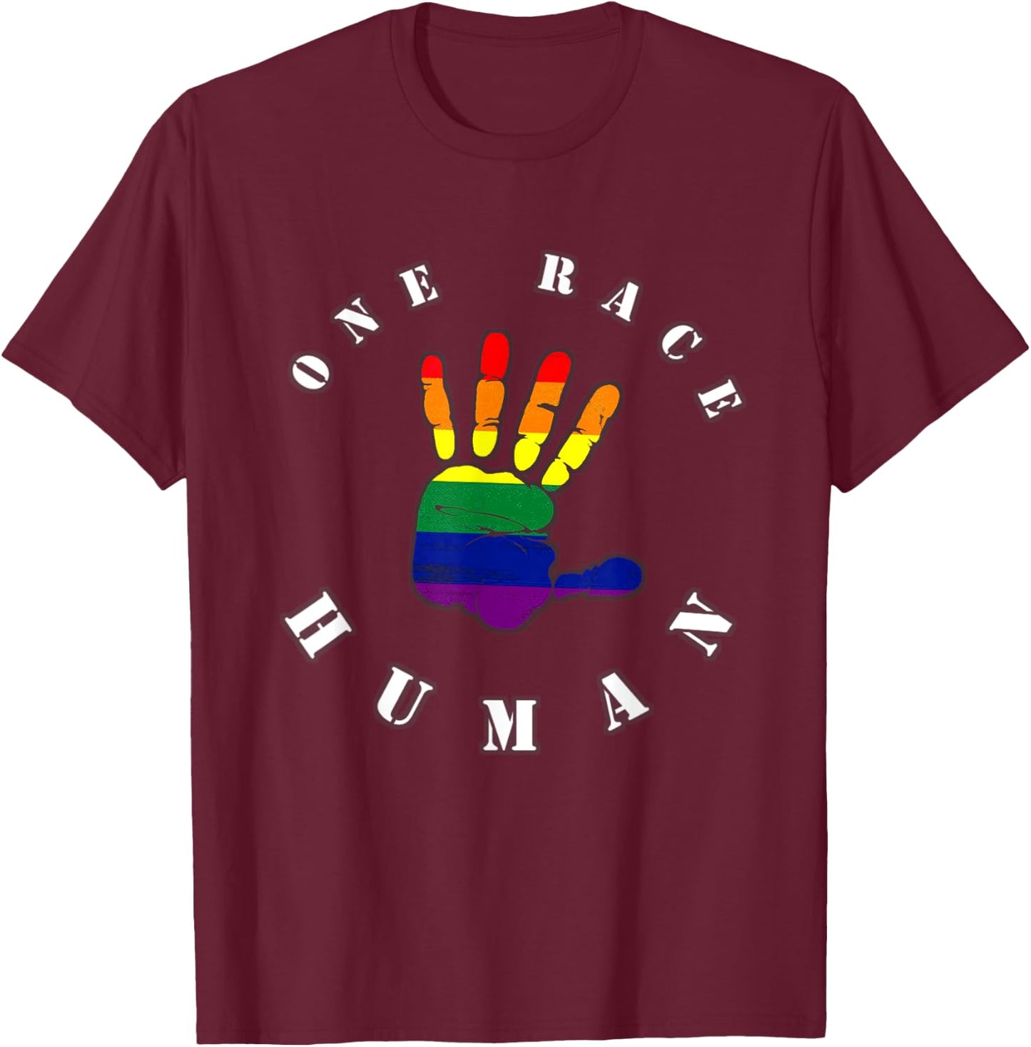 One Race, Human. | Against Racism T-Shirt - T-Shirt | Maroon