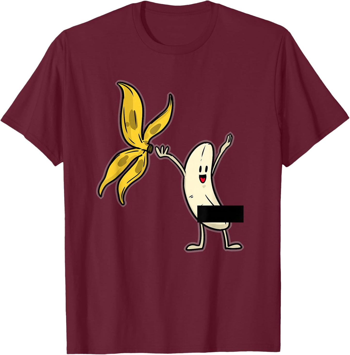 Banana Shirt Banana Striptease Censored Naked Fruit Adult T-Shirt - T-Shirt | Maroon