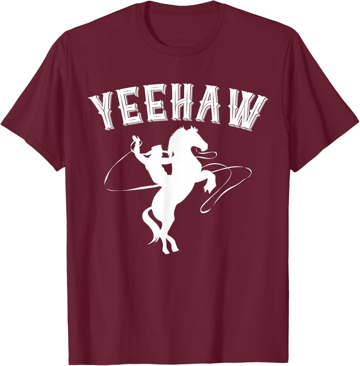 Yeehaw Bull Riding Western Rodeo Gift Cowboy T-Shirt - T-Shirt | Maroon