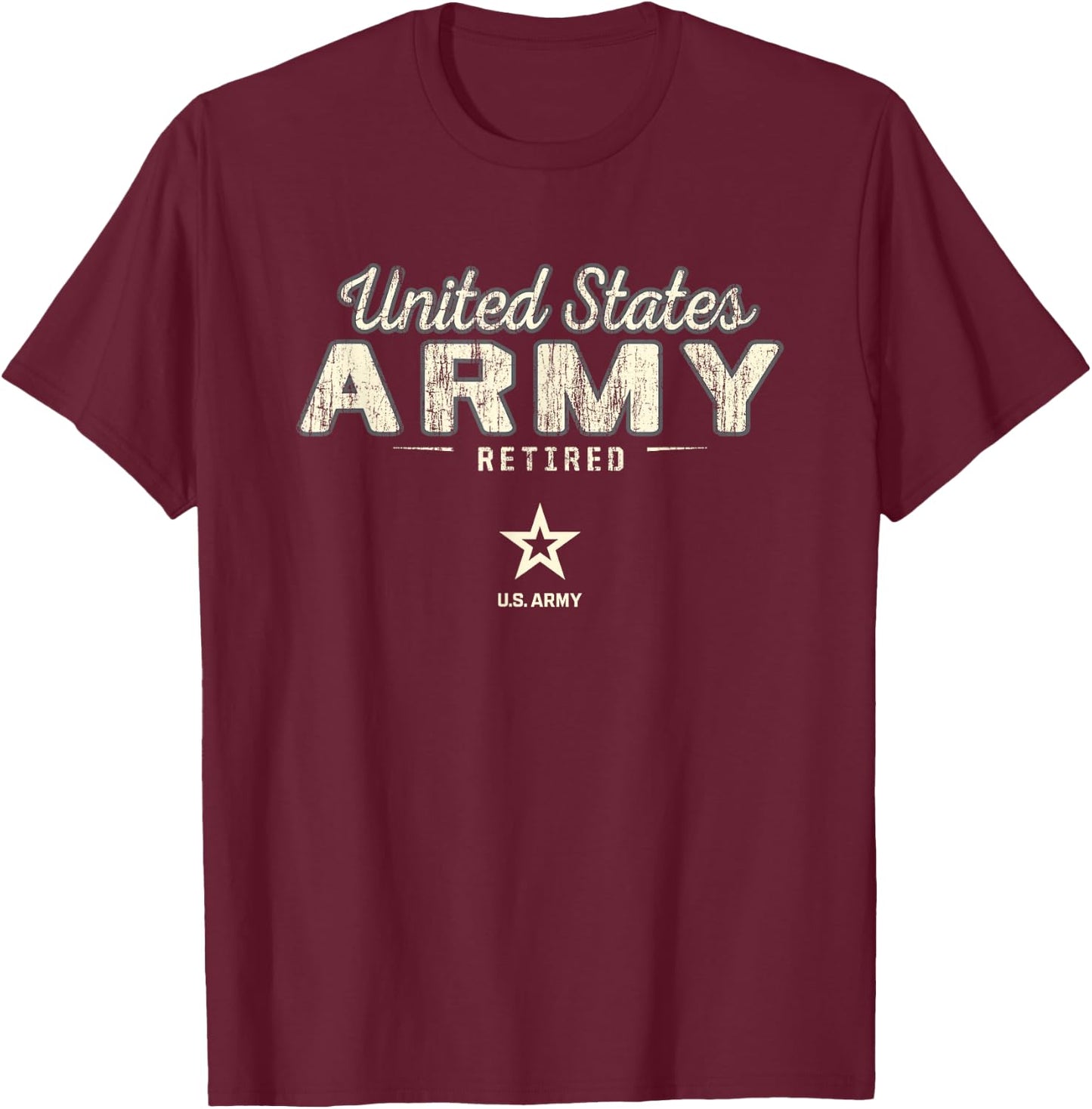United States Army Military Retired Vintage T-Shirt - T-Shirt | Maroon