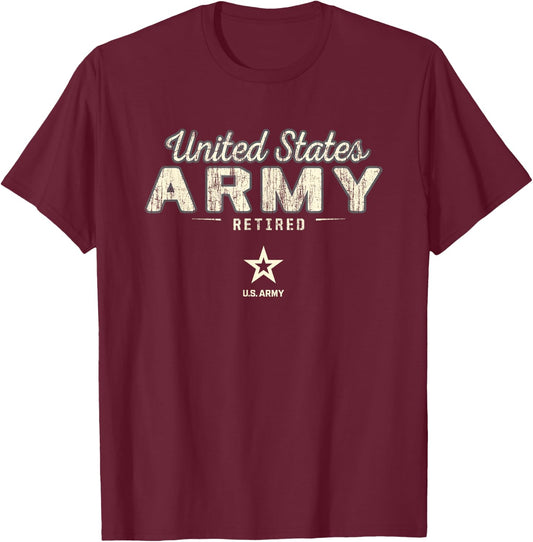 United States Army Military Retired Vintage T-Shirt - T-Shirt | Maroon