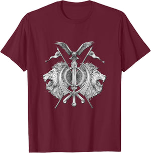 Sikh Brave Lion Khanda T-Shirt - T-Shirt | Maroon