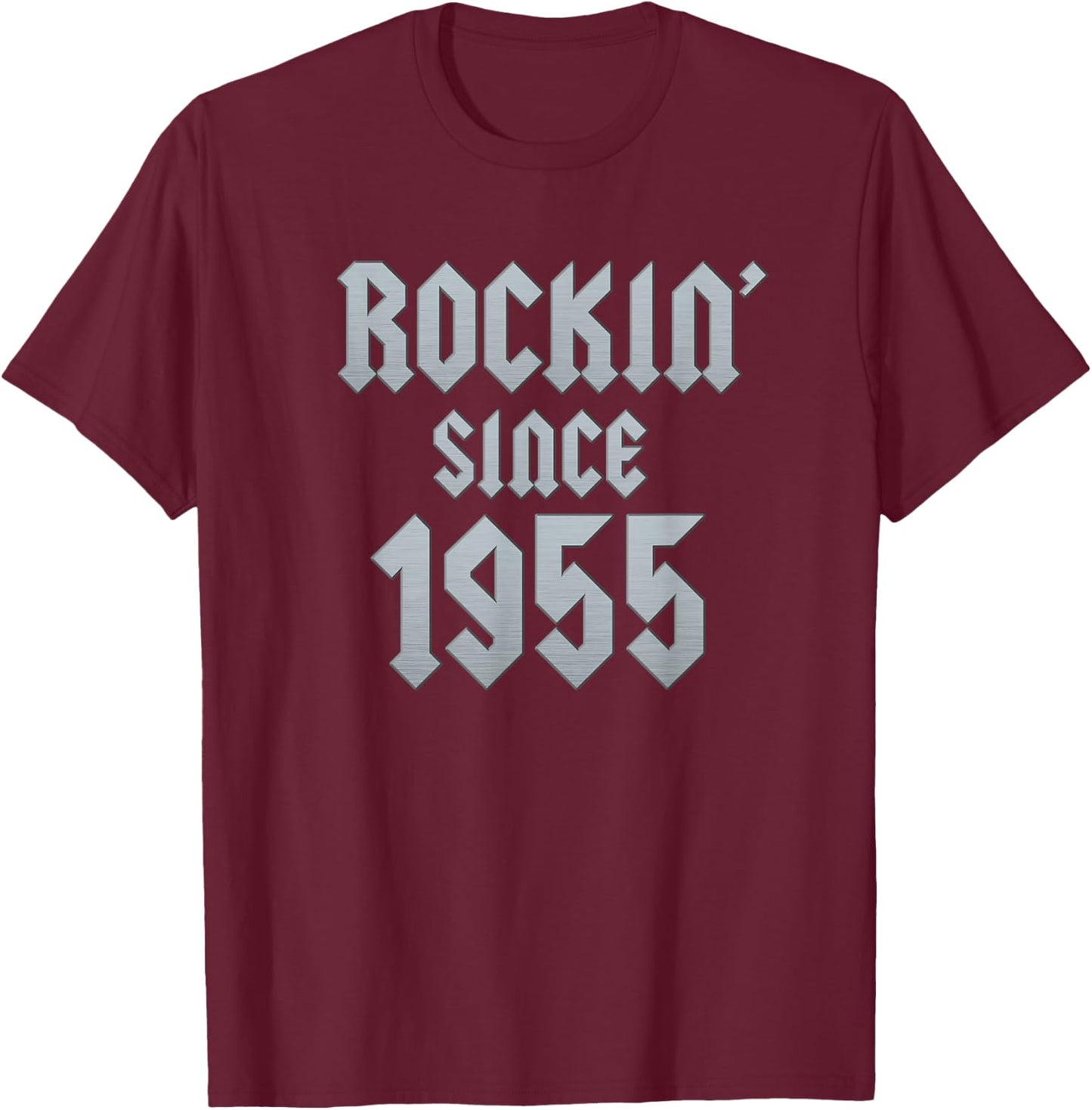70 Year Old Rockin' Since 1955 70th Birthday T-Shirt - T-Shirt | Maroon