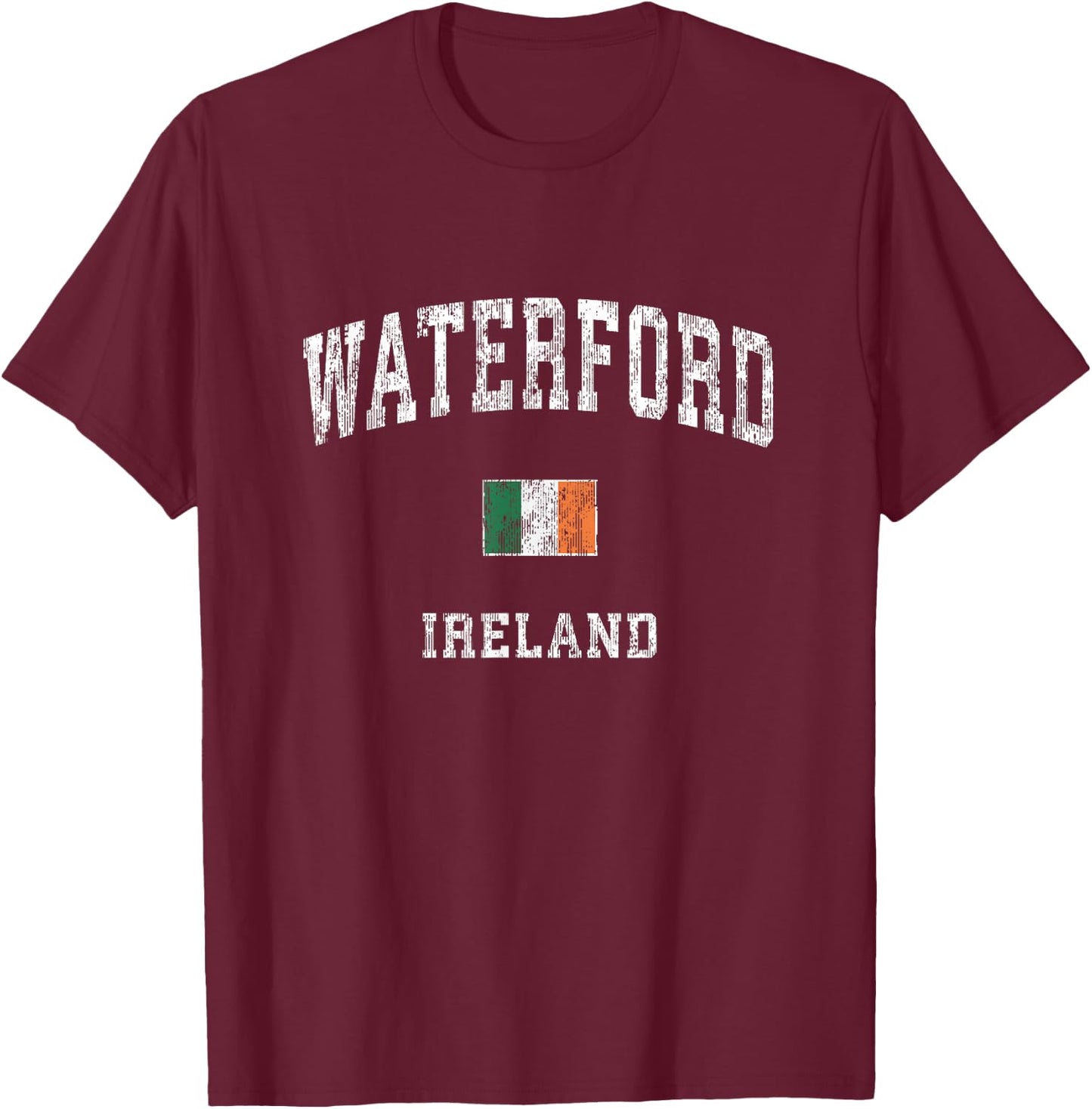 Waterford Ireland Vintage Athletic Sports Design T-Shirt - T-Shirt | Maroon