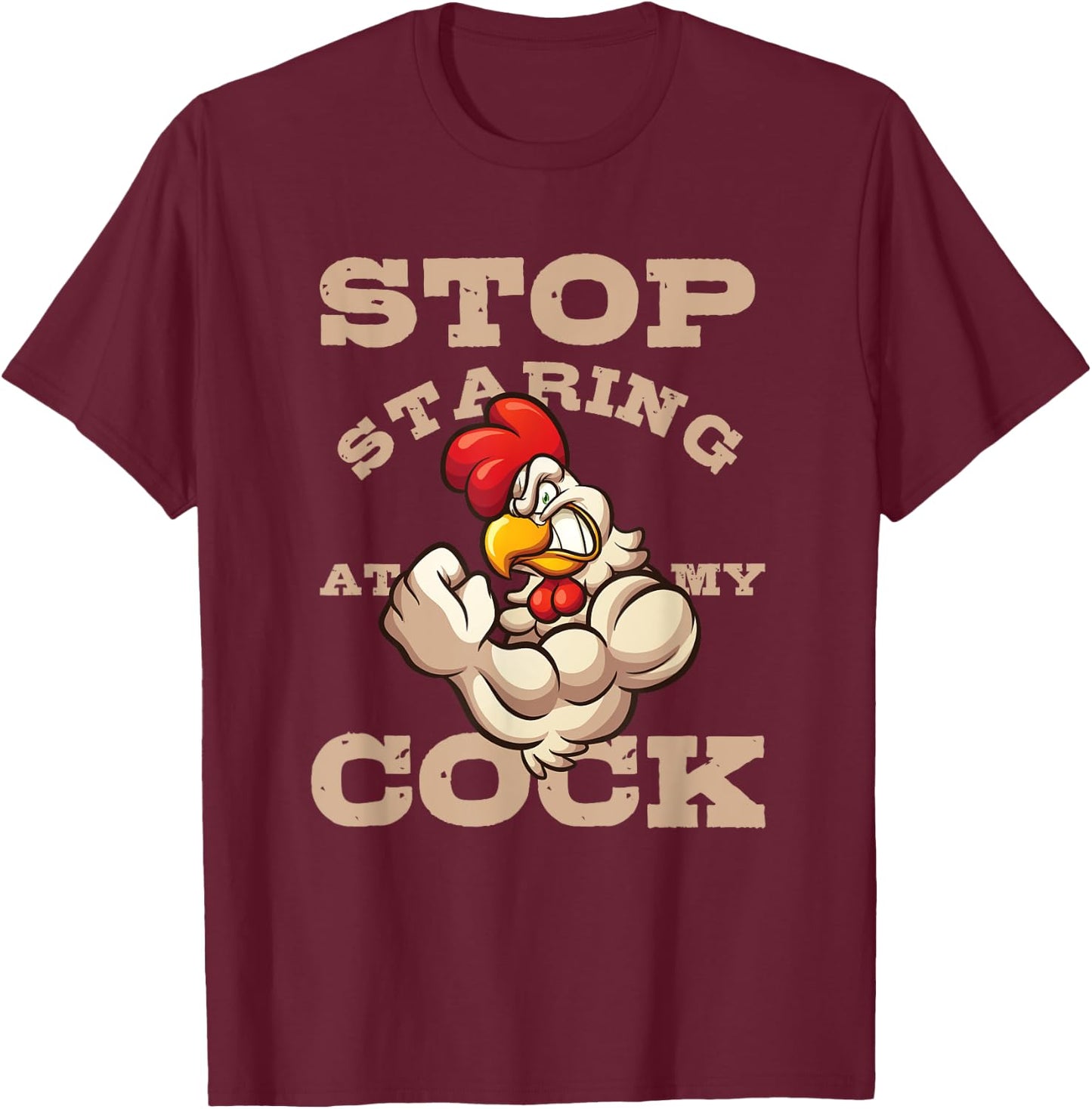 Chef Chef Staring Chicken Rooster Farmer Bird Gift T-Shirt - T-Shirt | Maroon