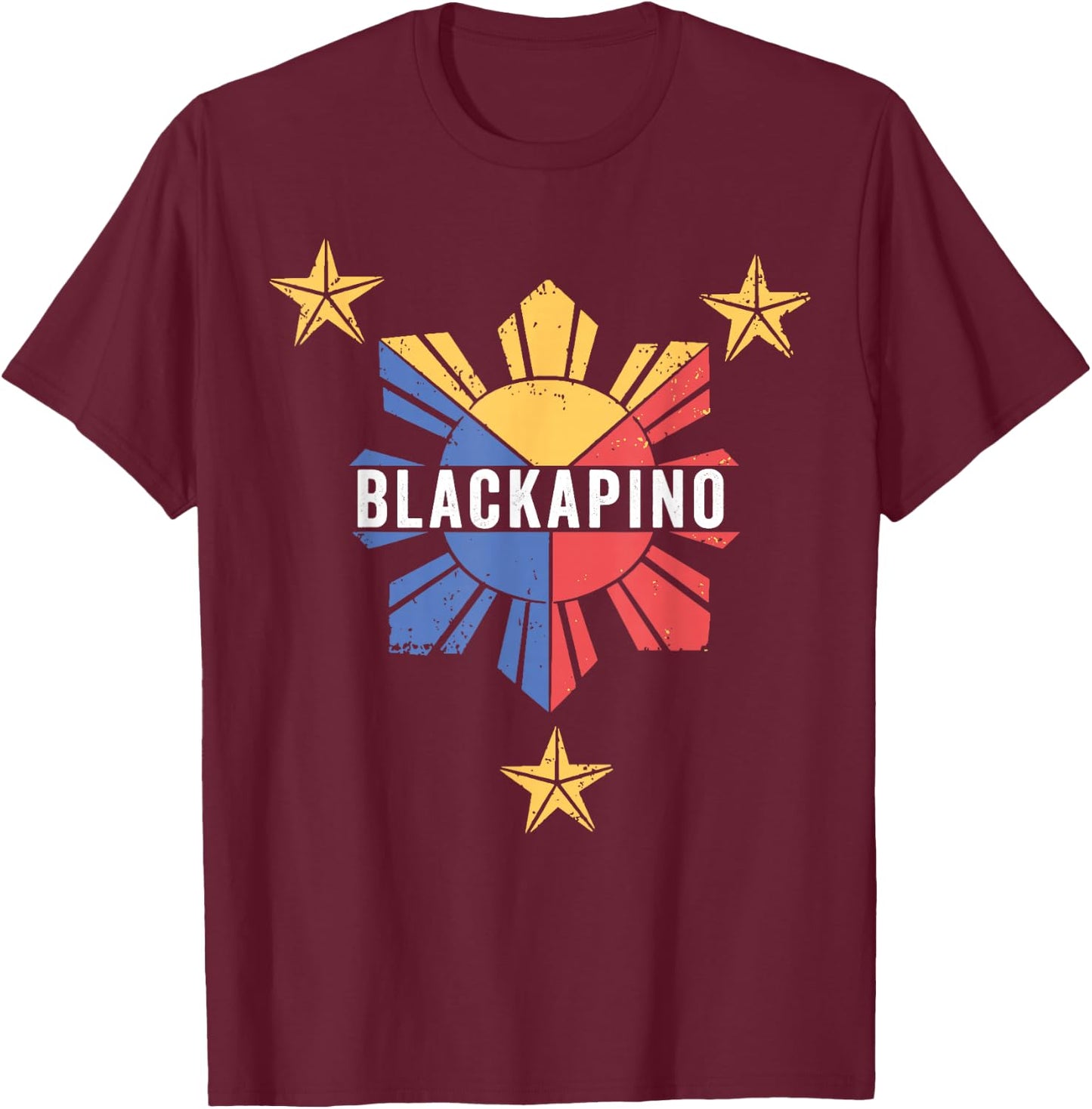 Blackapino with Filipino Flag, Black Filipino, Blackapino T-Shirt - T-Shirt | Maroon
