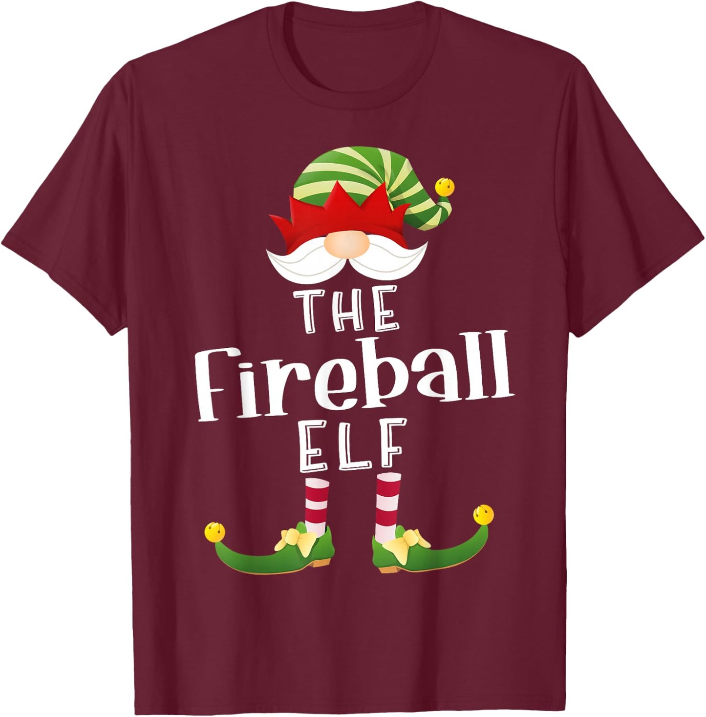 Fireball Elf Group Christmas Funny Pajama Party T-Shirt - T-Shirt | Maroon