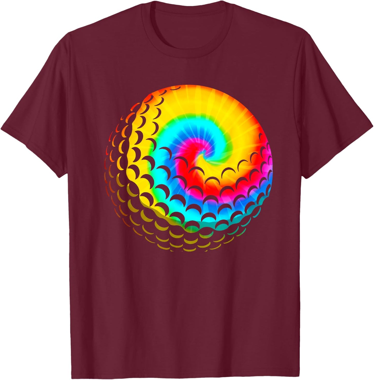 Cute Tie Dye Golf Gift Men Women Funny Rainbow Colored Ball T-Shirt - T-Shirt | Maroon