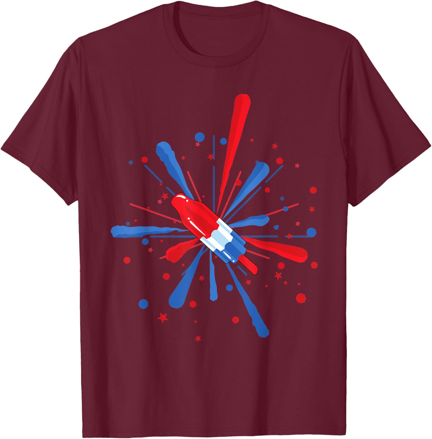 Fourth of July Fireworks Popsicle T-Shirt - T-Shirt | Maroon