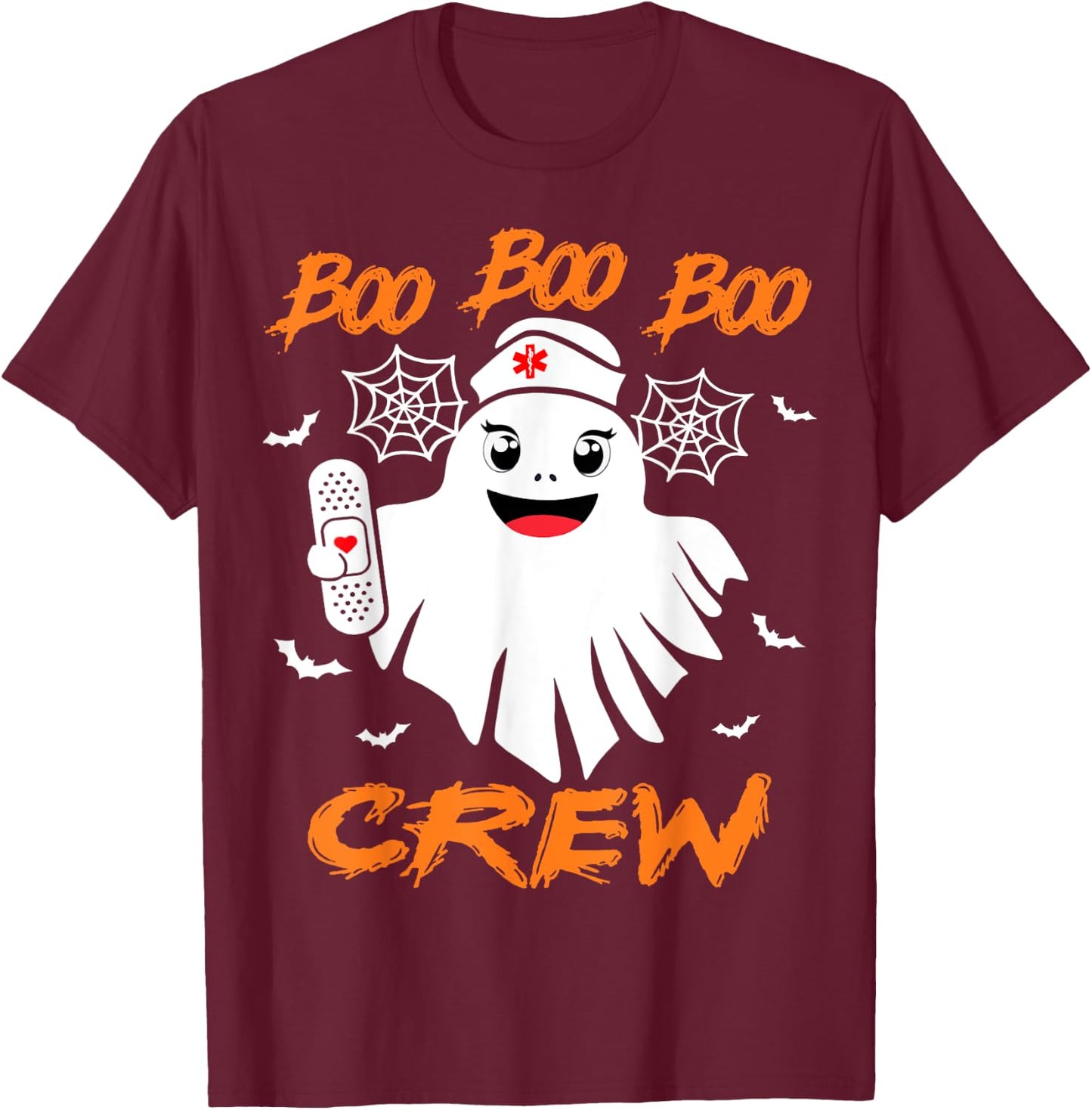 Boo Boo Crew Nurse Halloween Nurse T-Shirt - T-Shirt | Maroon