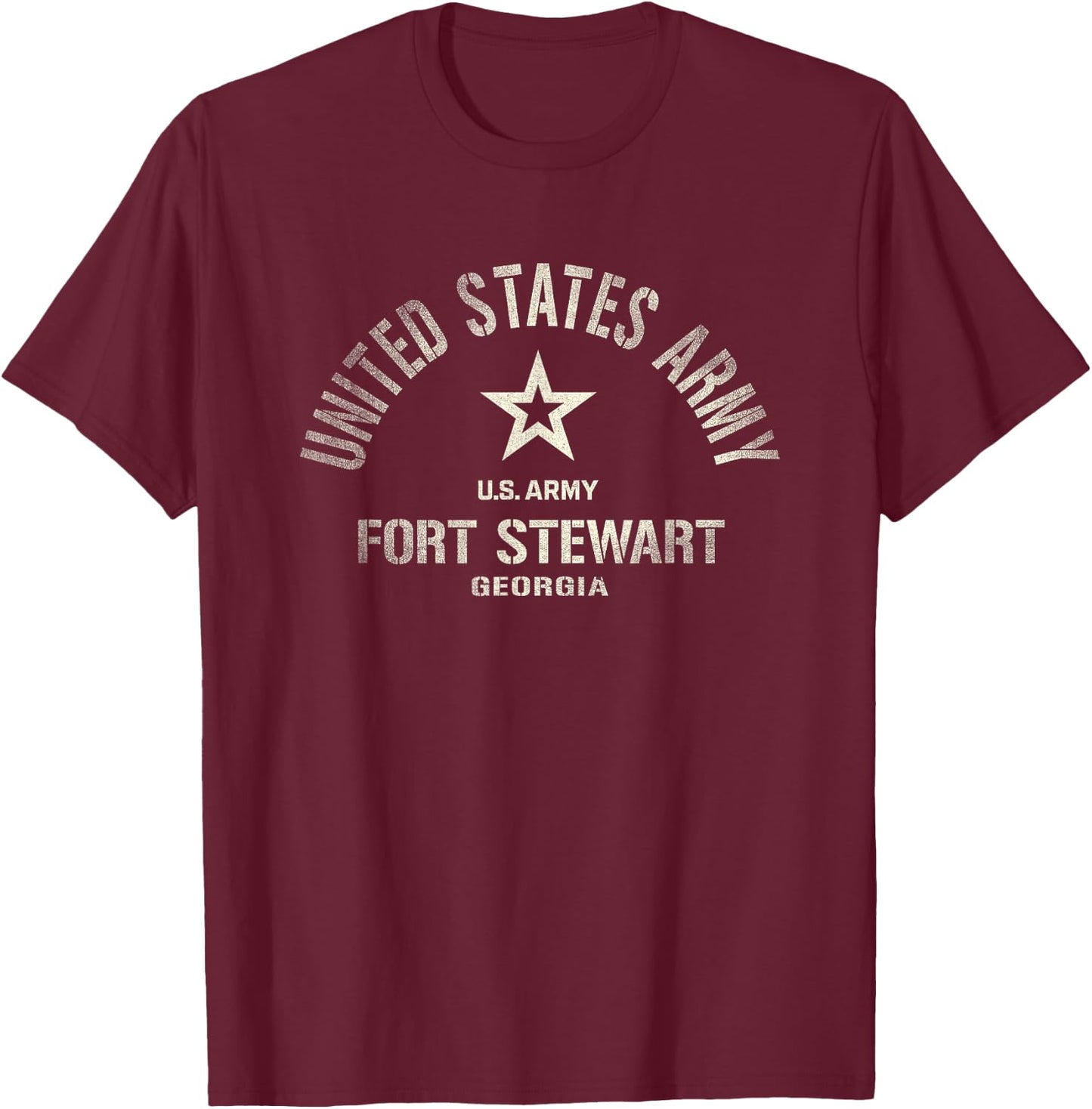 United States Army Military Fort Stewart Georgia Vintage T-Shirt - T-Shirt | Maroon