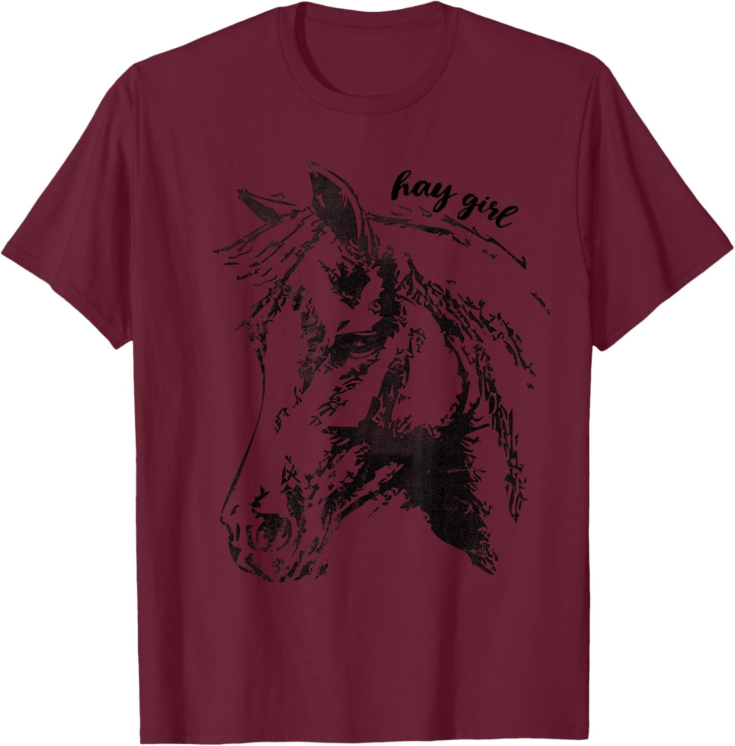 Vintage Hay Girl. Horse Show Jumping Western Riding Gift T-Shirt - T-Shirt | Maroon
