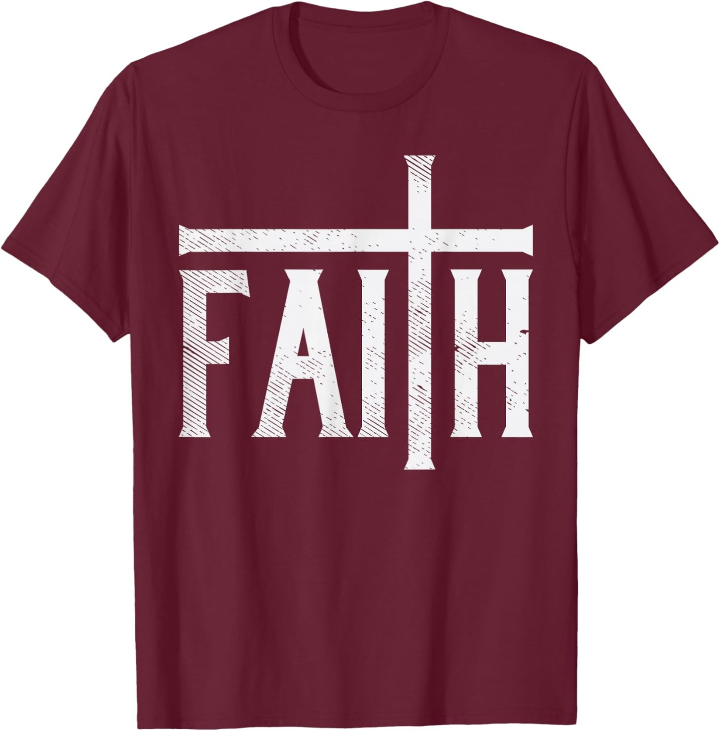Faith Cross God Jesus Christ Prayer Religious Christian Gift T-Shirt - T-Shirt | Maroon