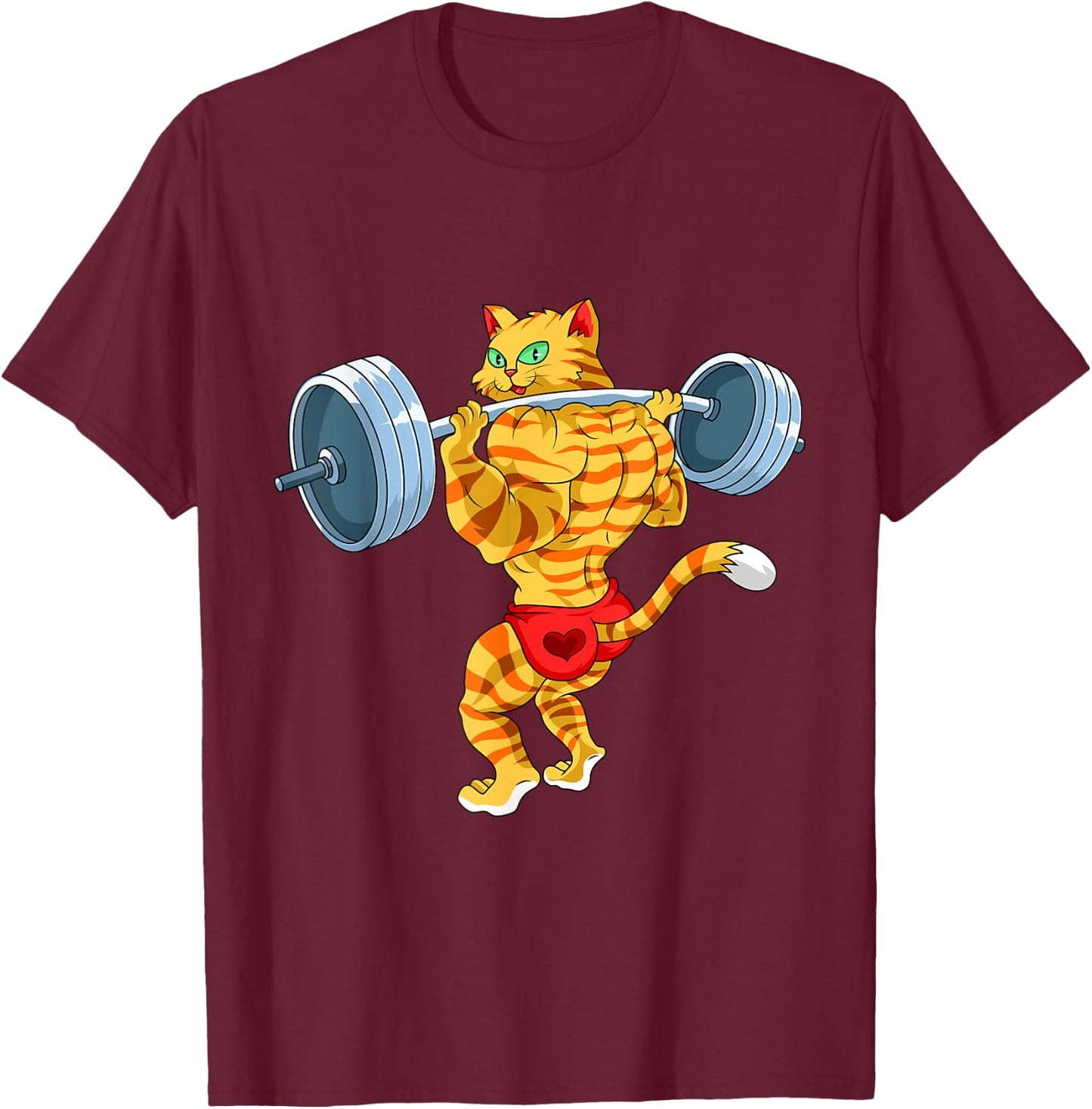 Weightlifing Barbell - Funny Workout Gym Weightlifting Cat Women T-Shirt - T-Shirt | Maroon