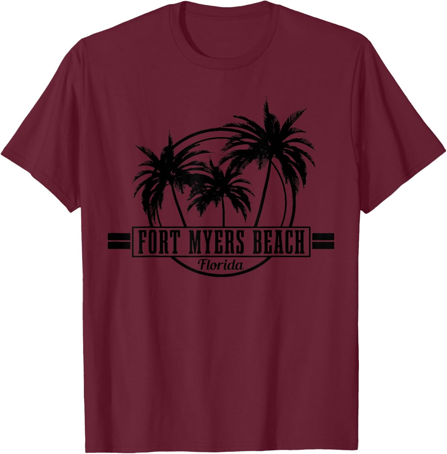 Fort Myers Beach Florida USA America Vintage T-Shirt - T-Shirt | Maroon