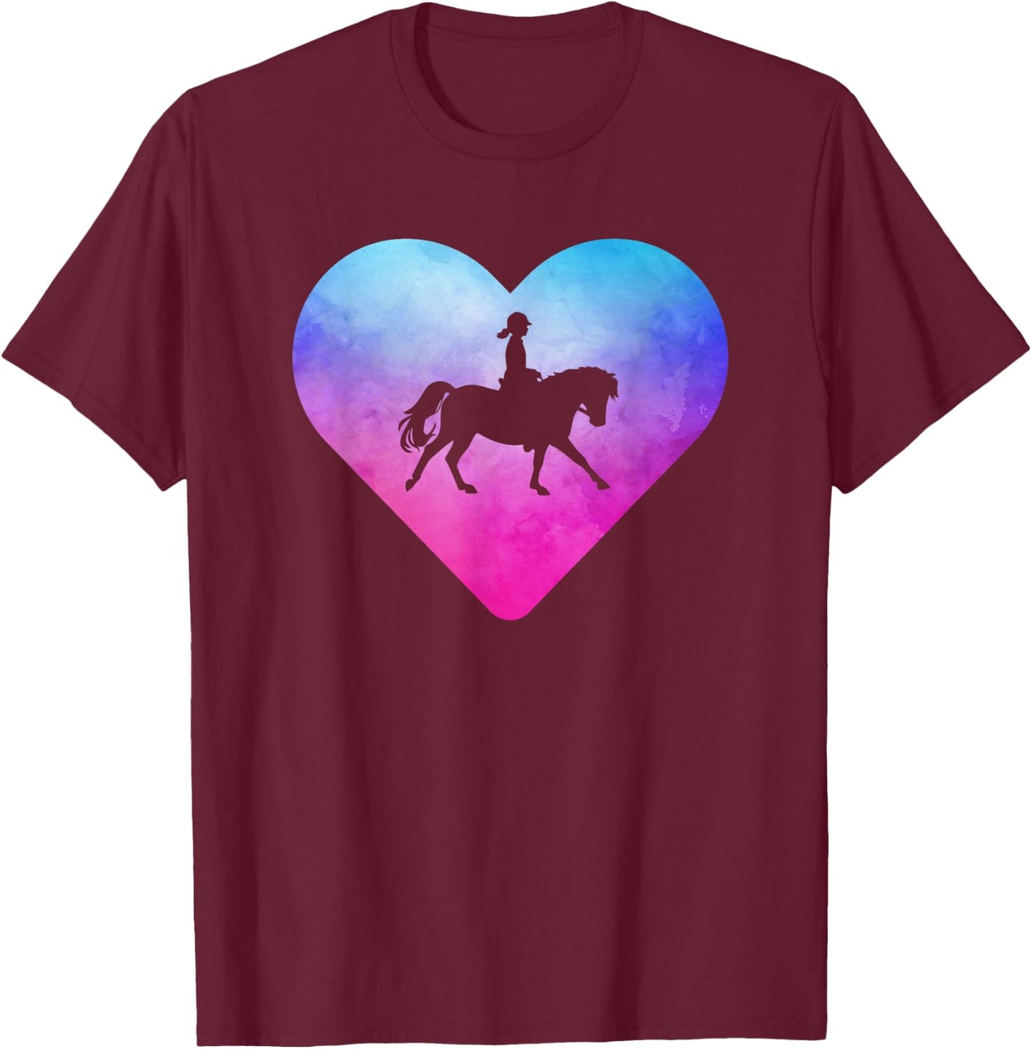 Women or Girls Horseback Riding Horse T-Shirt - T-Shirt | Maroon