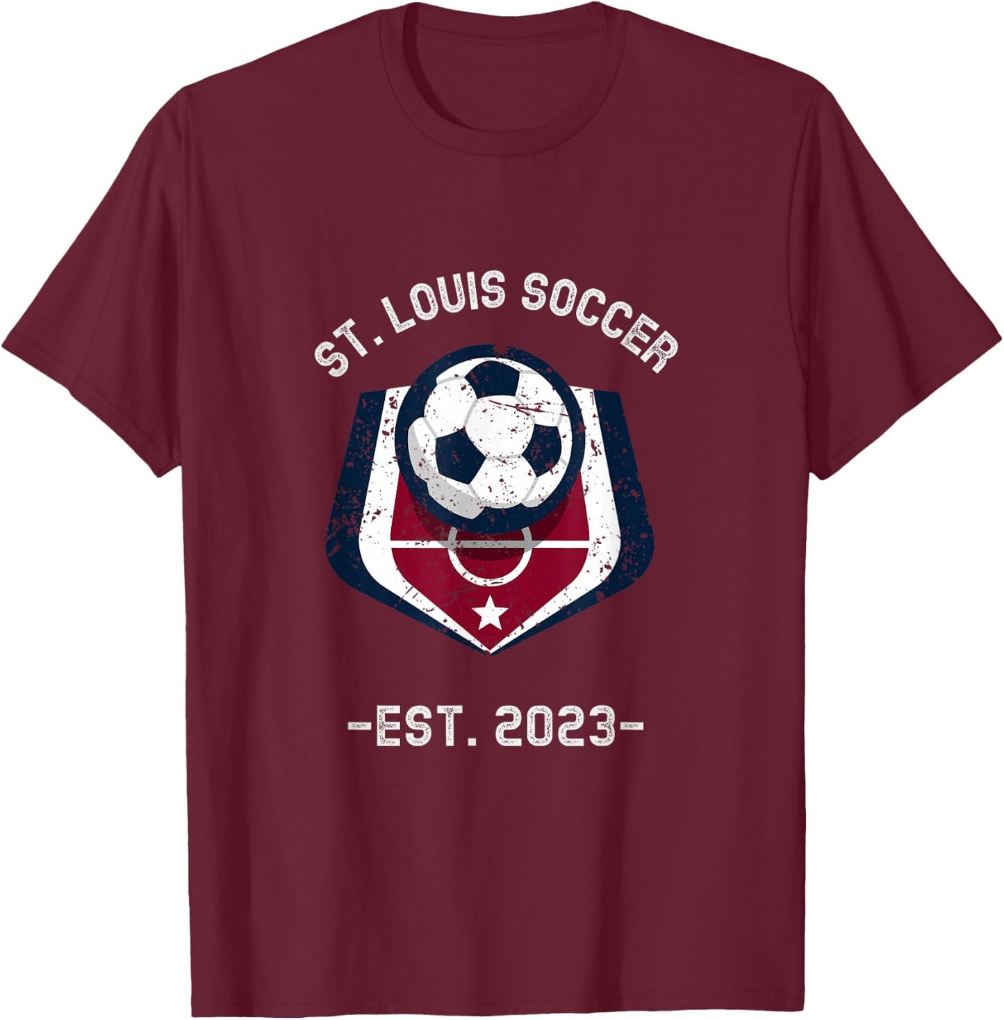 St. Louis Soccer/Football 2023 Small T-Shirt - T-Shirt | Maroon