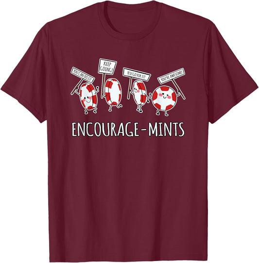 Encourage-Mints - Funny Pun T-Shirt - T-Shirt | Maroon