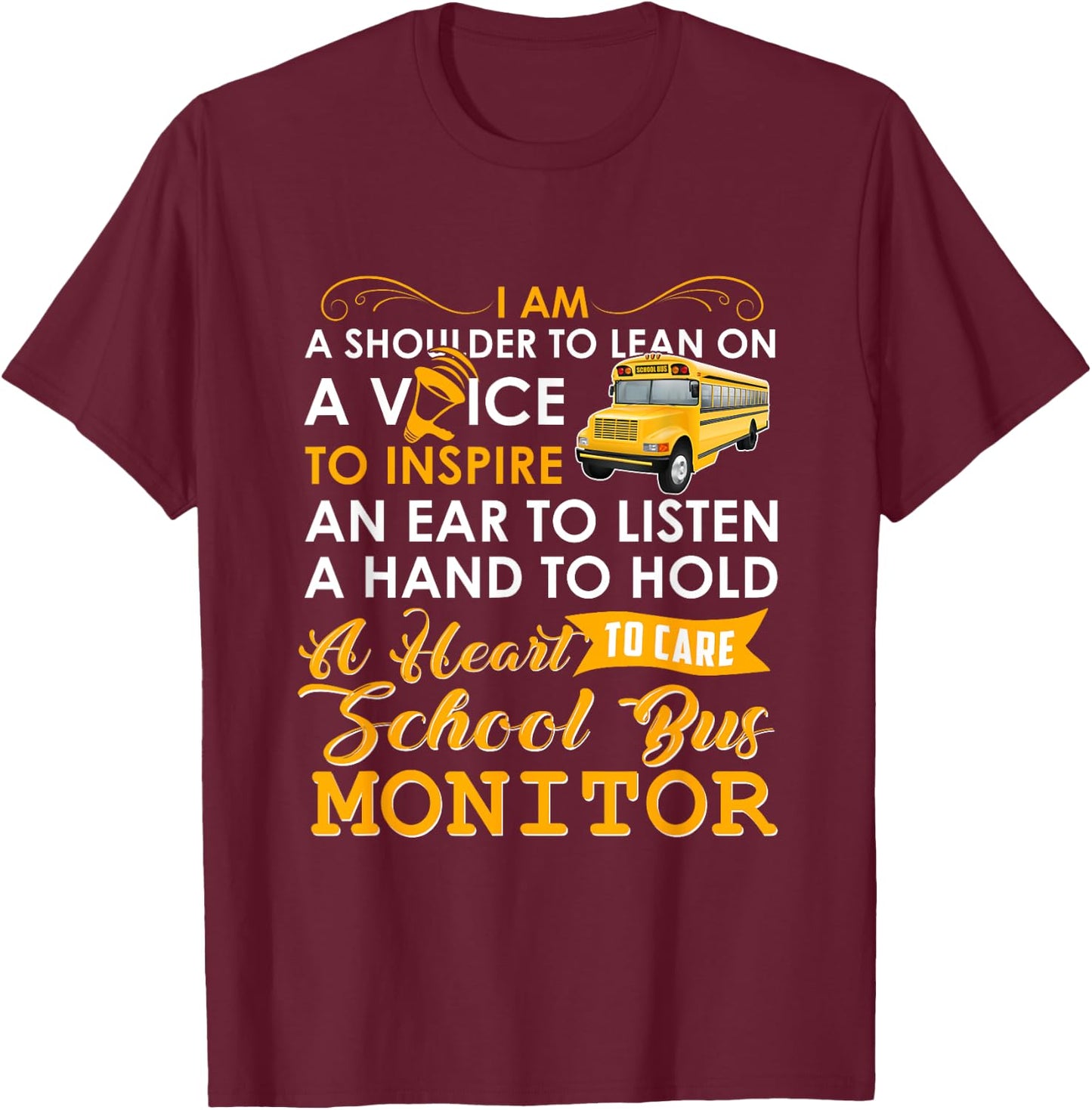 A Heart To Care School Bus Monitor Driver Speed Students Top T-Shirt - T-Shirt | Maroon