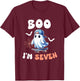 Boo I'm Seven Ghost Skateboard 7th Birthday Halloween Boys T-Shirt - T-Shirt | Maroon