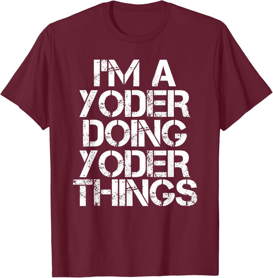 YODER Funny Surname Family Tree Birthday Reunion Gift T-Shirt - T-Shirt | Maroon