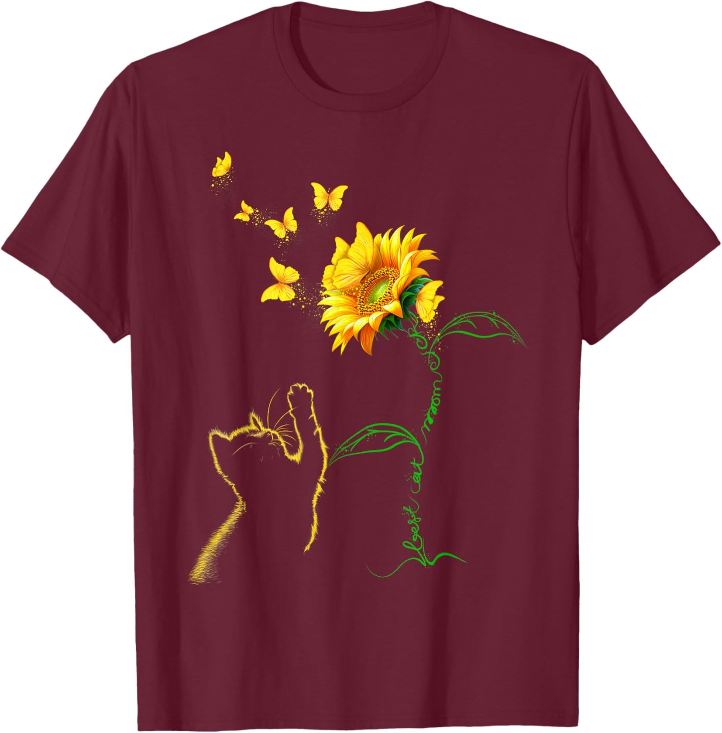 Best Cat Mom Ever Sunflower Mother's Day Gifts for Cat Lover Men Women T-Shirt - T-Shirt | Maroon