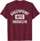 Greenpoint Brooklyn NYC Gym Style Distressed White Print T-Shirt - T-Shirt | Maroon