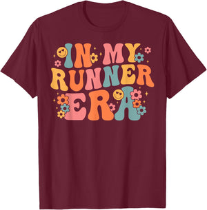 In My Runner Era Marathon Running Women Groovy T-Shirt - T-Shirt | Maroon