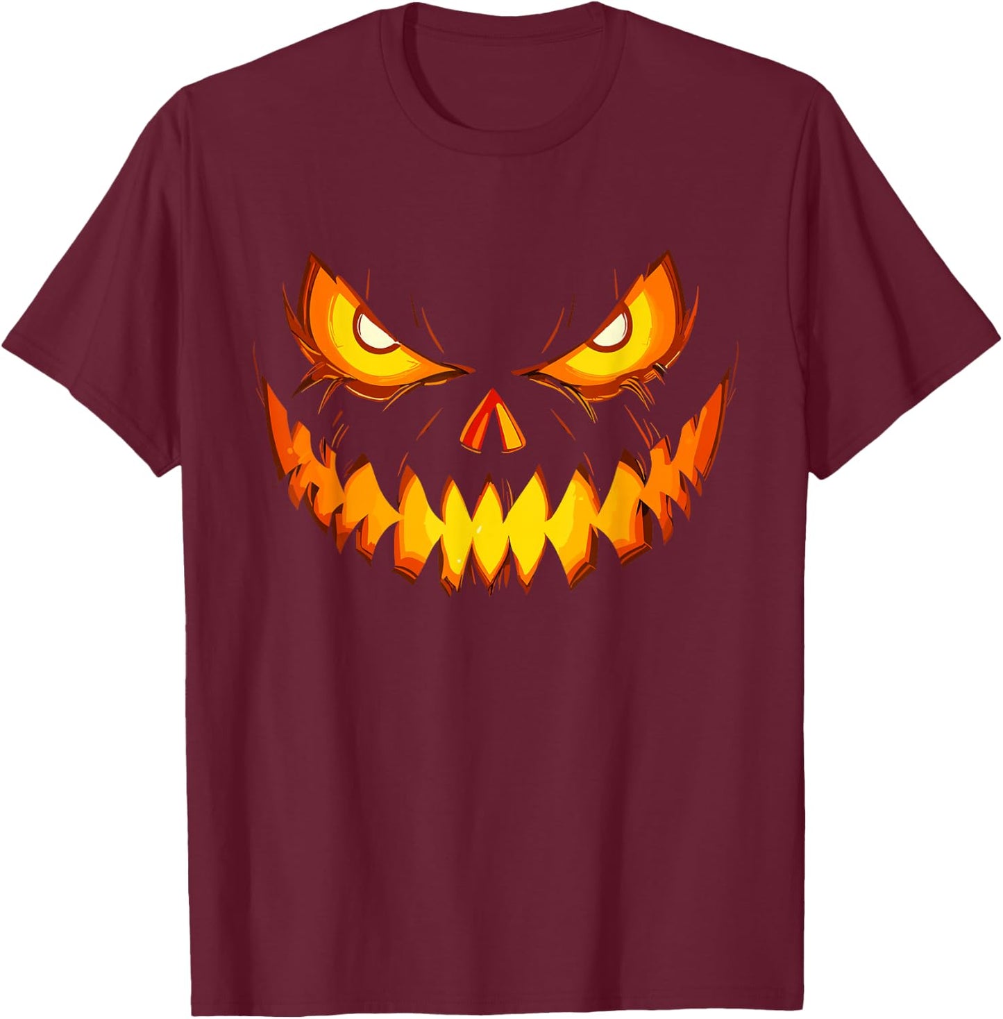 Scary Spooky Jack O Lantern Face Pumpkin Costume Halloween T-Shirt - T-Shirt | Maroon