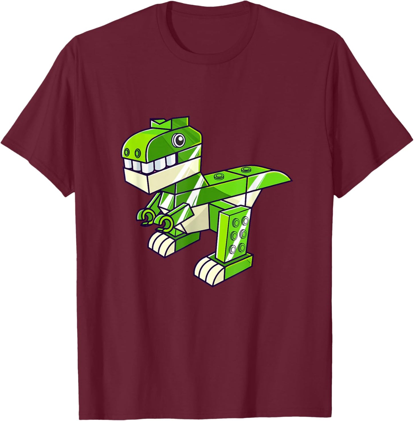 Dinosaur T Rex Master Builder Building Blocks Boys Kids T-Shirt - T-Shirt | Maroon