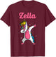 ZELLA Name Personalized Birthday Dabbing Unicorn Queen T-Shirt - T-Shirt | Maroon