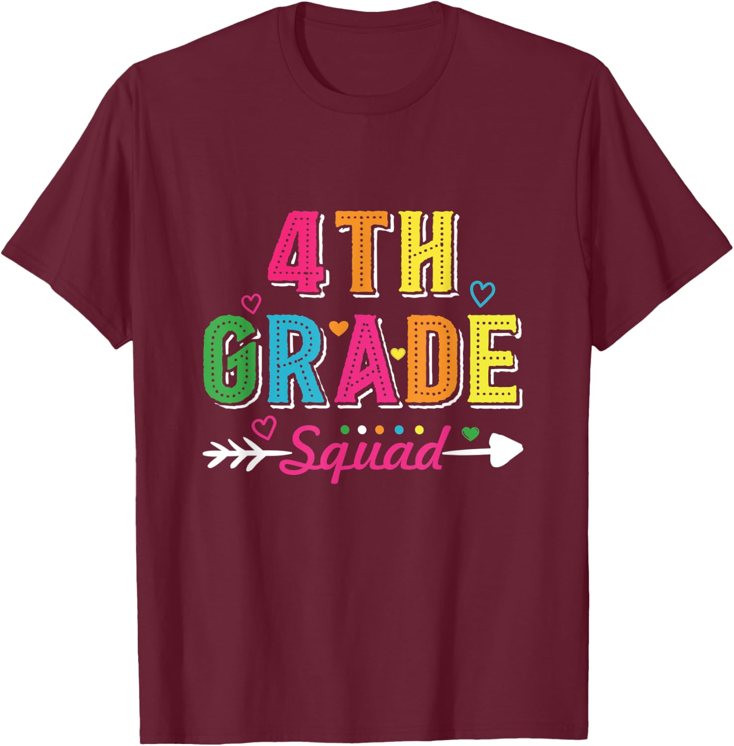 4th Grade Squad Back To School Fourth Grade Teacher Student T-Shirt - T-Shirt | Maroon