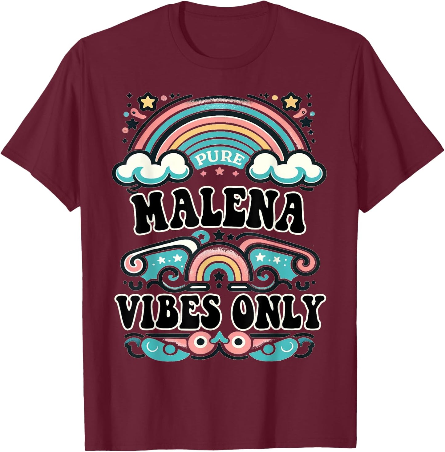 MALENA Vibes Only Cute Retro Girls MALENA Name T-Shirt - T-Shirt | Maroon