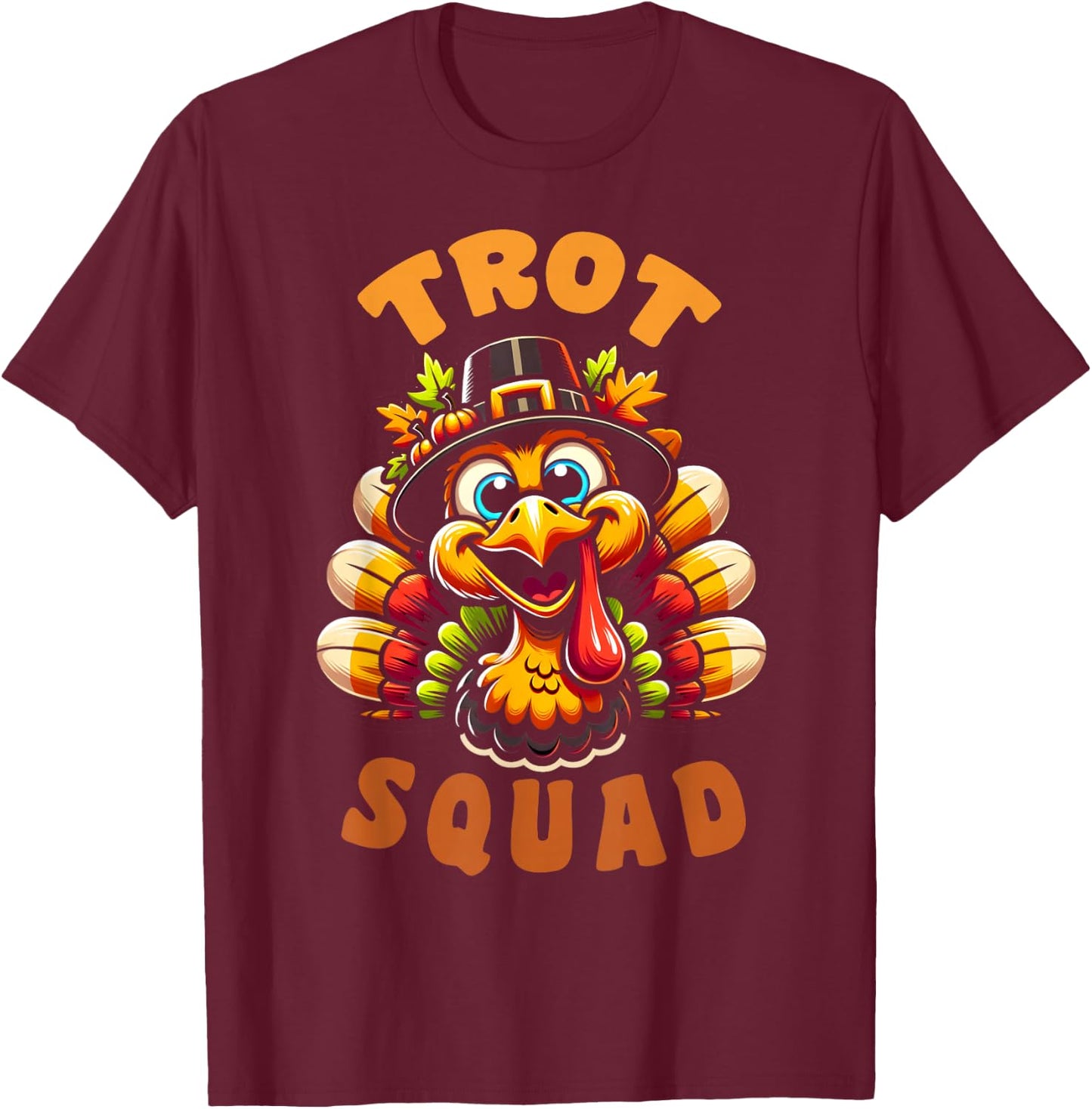 Trot Squad Funny Retro Thanksgiving Day Running Turkey T-Shirt - T-Shirt | Maroon