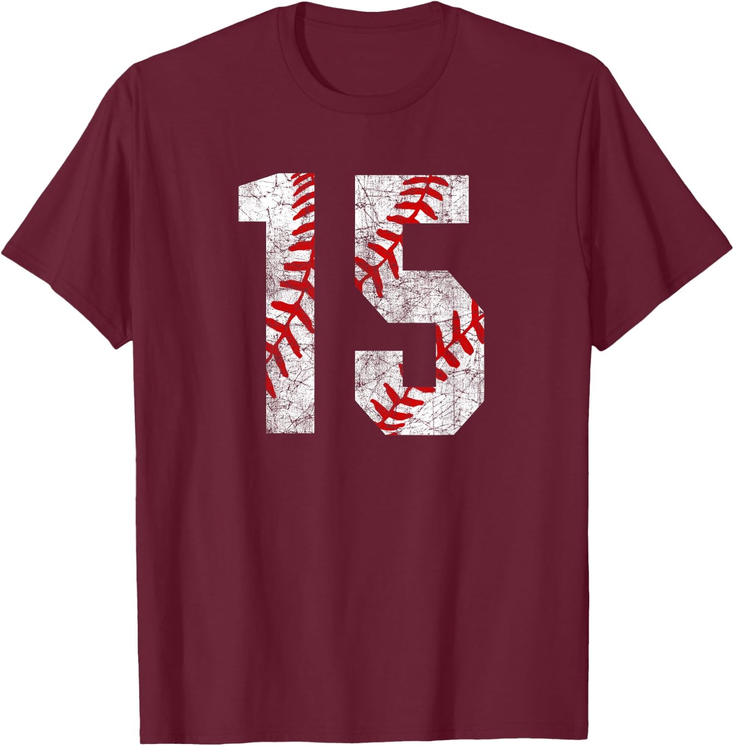 Vintage Baseball Mom #15 Jersey Baseball Favorite Player T-Shirt - T-Shirt | Maroon