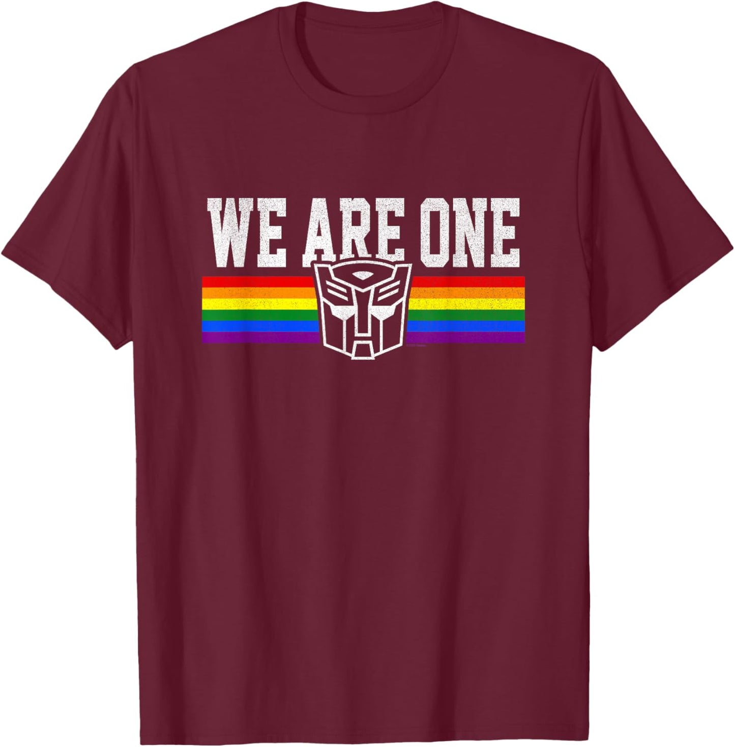 Transformers We are One Rainbow Vintage Autobot Stripe T-Shirt - T-Shirt | Maroon