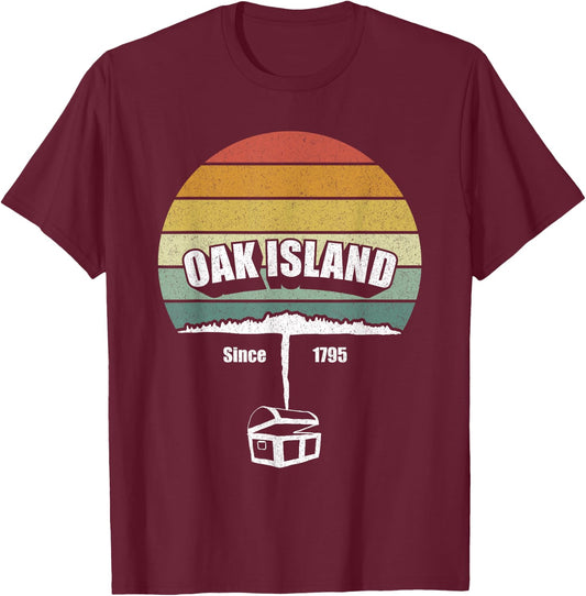 Retro Oak Island And Treasure Shirt Gift Nova Scotia Funny T-Shirt - T-Shirt | Maroon