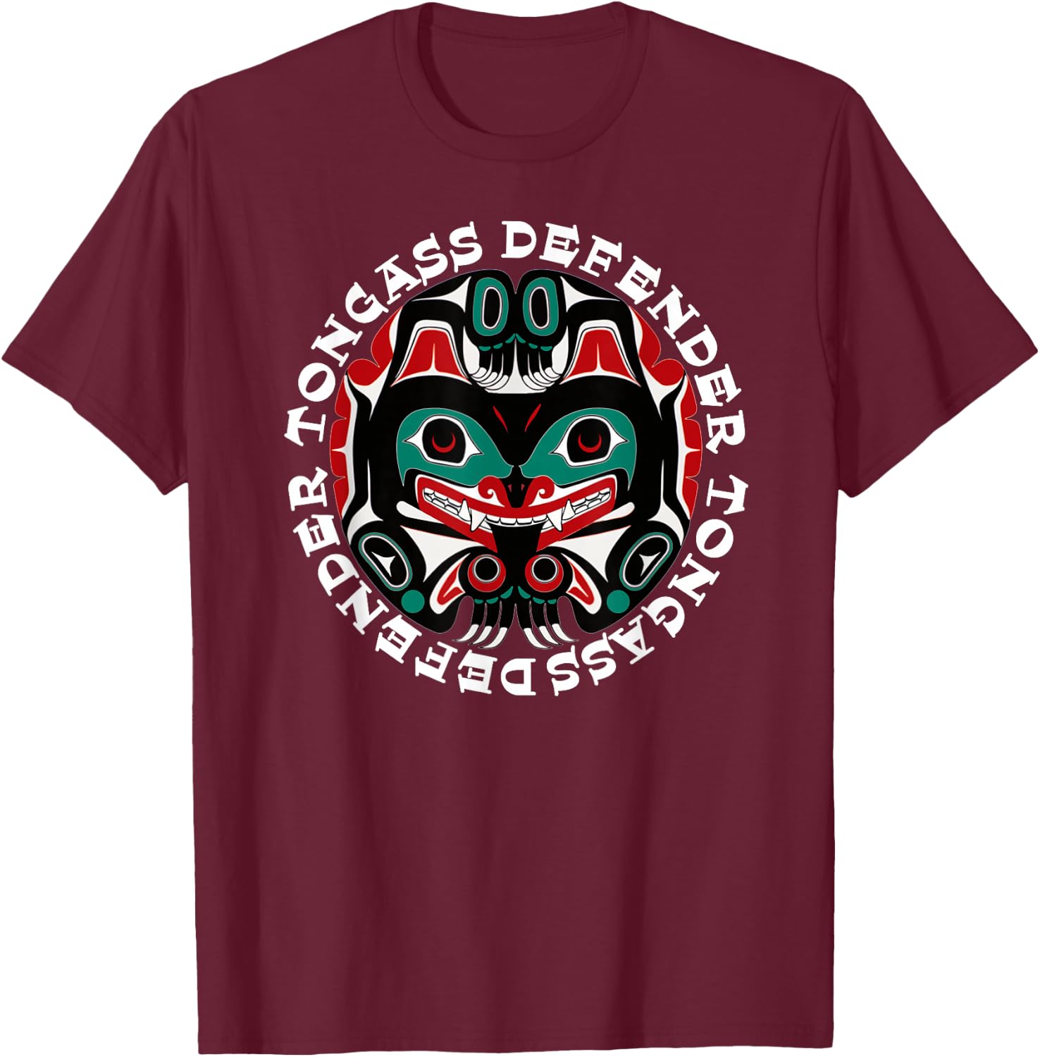 Alaska Tongass National Forest Native American Art Souvenir T-Shirt - T-Shirt | Maroon