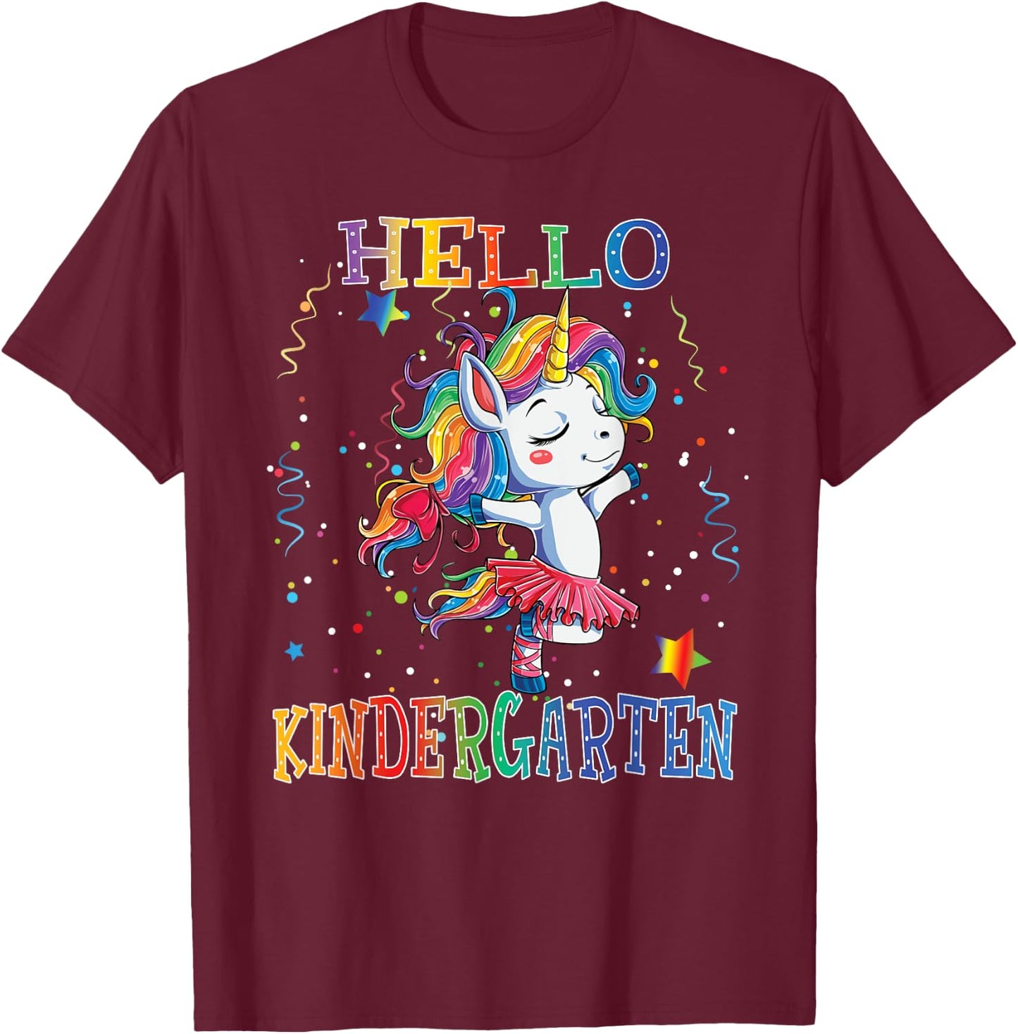 Hello Kindergarten Cute Unicorn First Day Of School Gifts T-Shirt - T-Shirt | Maroon