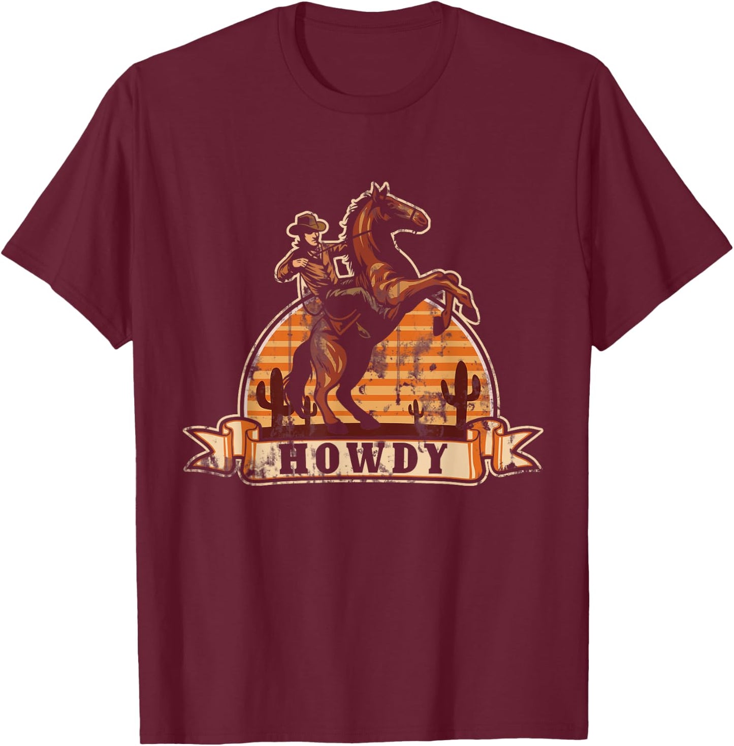 Howdy Cowboy T-Shirt - T-Shirt | Maroon