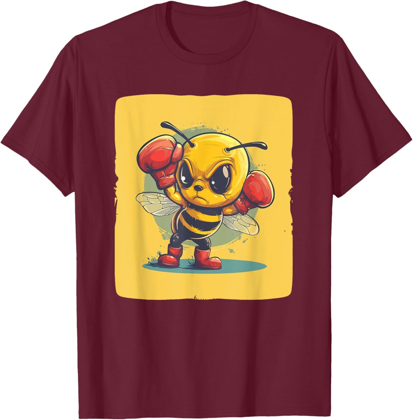 Angry Bee with boxing Gloves for funny Bees Lovers T-Shirt - T-Shirt | Maroon